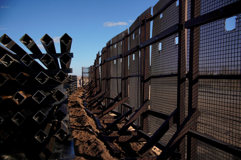 FILE PHOTO: A border wall construction site is seen mostly abandoned after U.S. President Joe Biden signed an executive order halting construction of the U.S.-Mexico border wall, in Sunland Park, New Mexico U.S., January 22, 2021.  REUTERS/Paul Ratje/File Photo