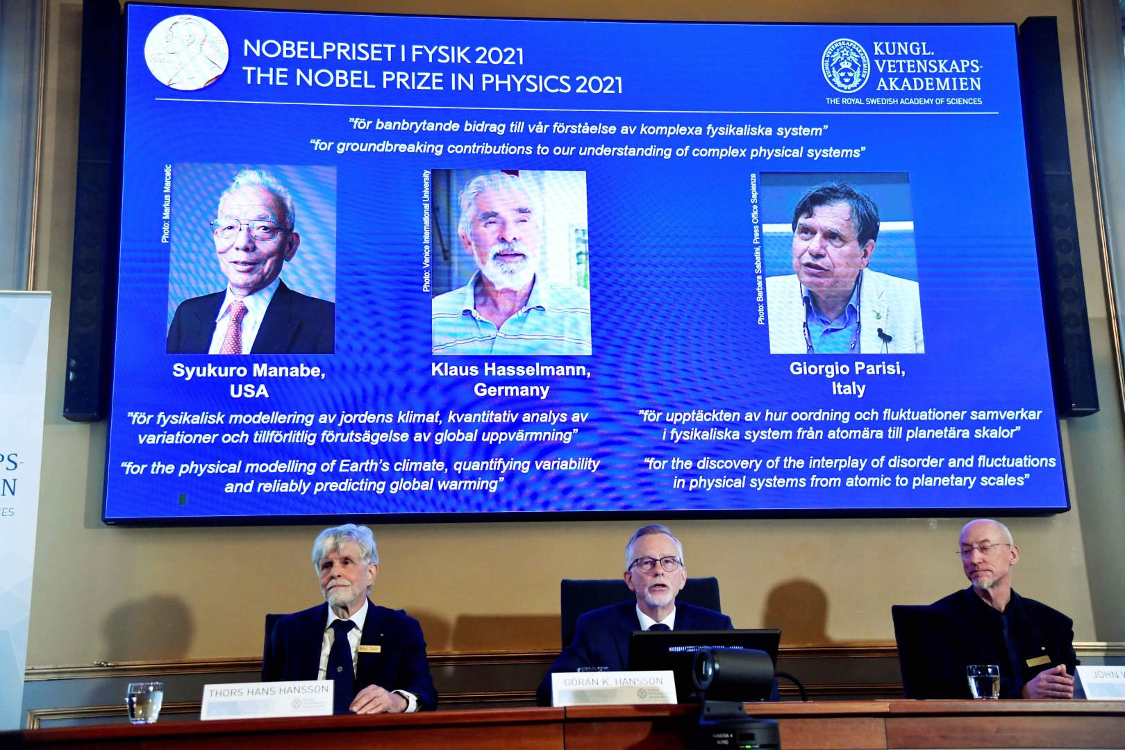 Three people won the Nobel Prize in Physics for their work on climate change.