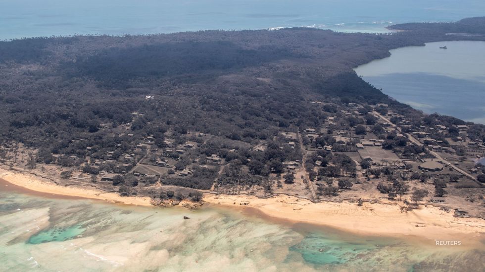 First aid flights arrived in Tonga following the tsunami.