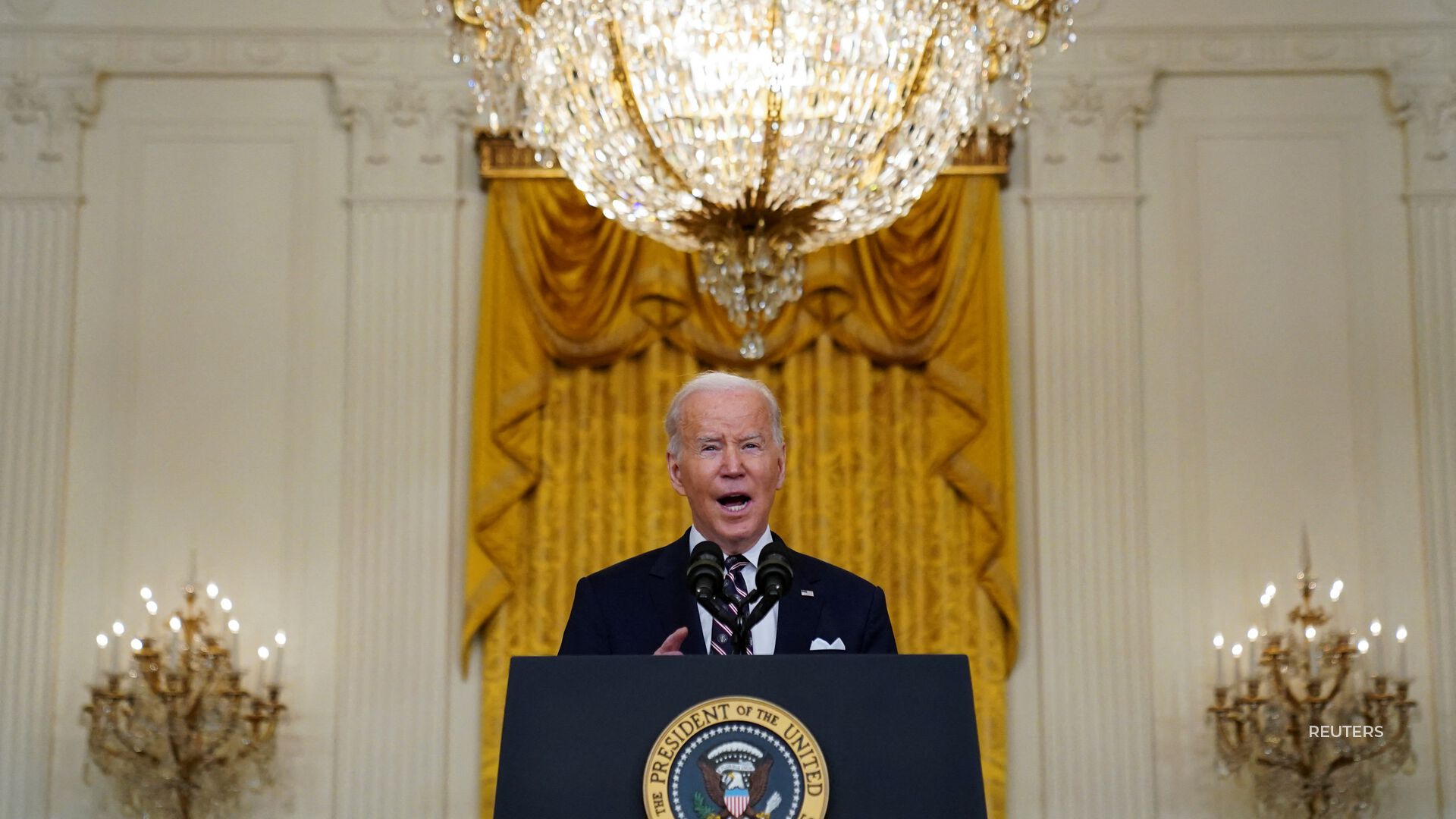 President Joe Biden announced the White House has issued its first round of sanctions following Russia's invasion of Ukraine.