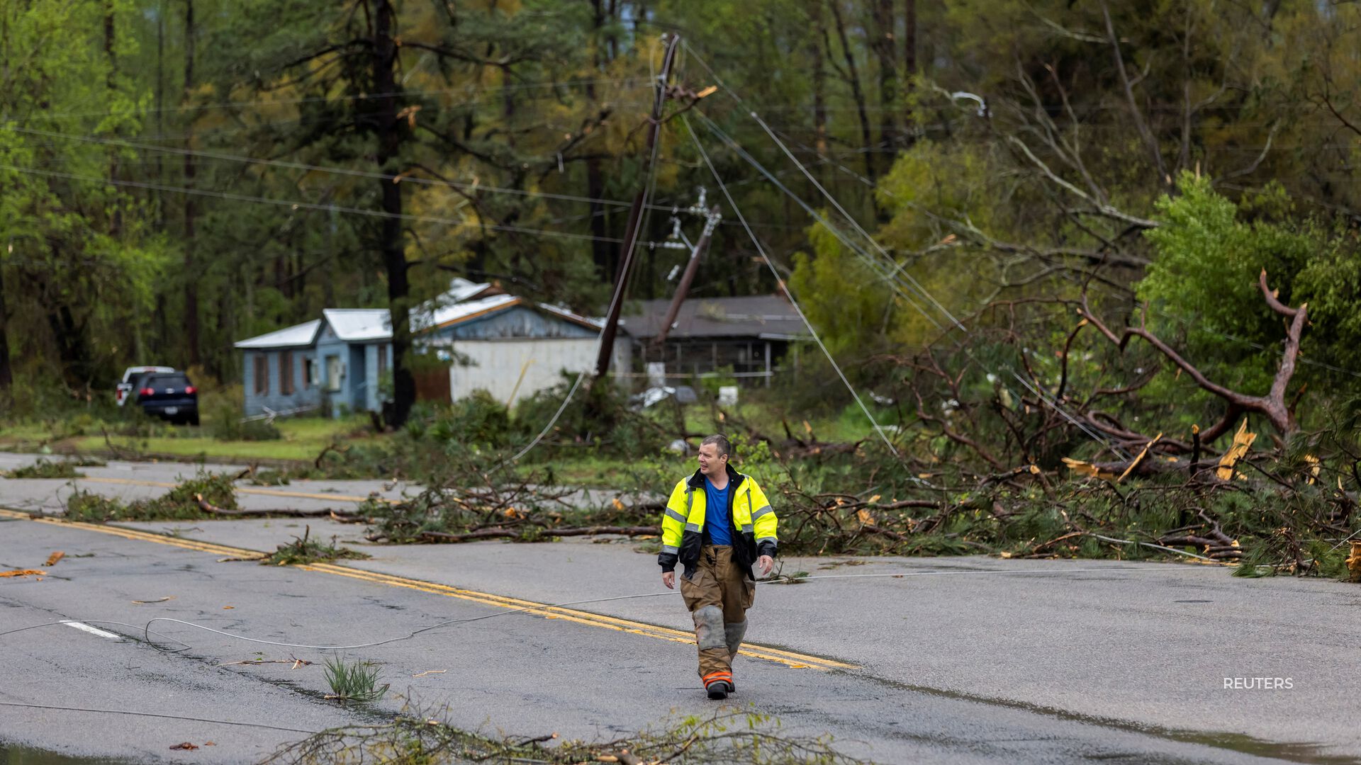 Two people died in storms that hit the Southeast U.S.