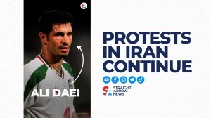 The wife and daughter of former Iranian soccer star Ali Daei were prevented from leaving Iran after being accused of supporting protestors.