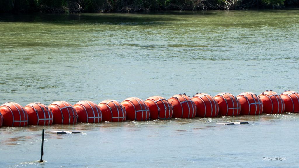 Texas buoy border wall in the Rio Grande