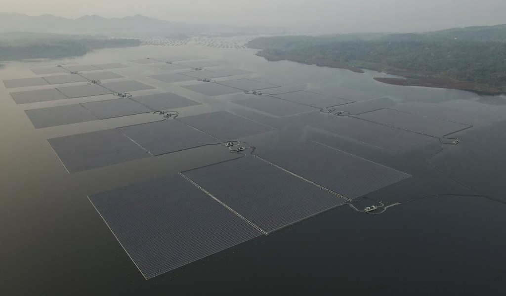 A view shows solar panels of the 192 megawatt peak (MWp) floating solar power plant built on Cirata dam, that was developed by PLN Nusantara Power, a unit of Indonesia's state utility company Perusahaan Listrik Negara (PLN) and United Arab Emirates renewable energy company Masdar, a unit of Mubadala Investment Company, in Purwakarta, West Java province, Indonesia, November 9, 2023. REUTERS/Willy Kurniawan