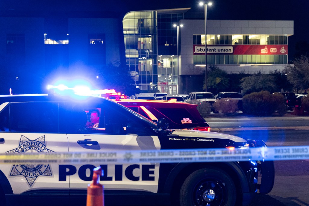 The Student Union building where shots were fired during an active shooter event on the UNLV campus in Las Vegas, NV on Wednesday, December 6, 2023. Three people were fatally shot and another person was critically injured just a few miles from the Las Vegas Strip. (Travis P Ball/Sipa USA)No Use Germany.