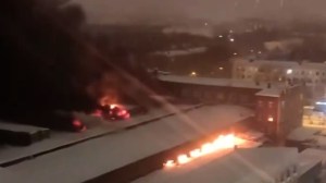 Video shared online depicts the latest fire at a Russian military-industrial manufacturing plant. Information from Ukrainian sources on Telegram and Russia’s Ministry of Transportation Telegram indicates the fire started on Sunday, Dec. 3, and burned through the night. SOURCE @maria_drutska