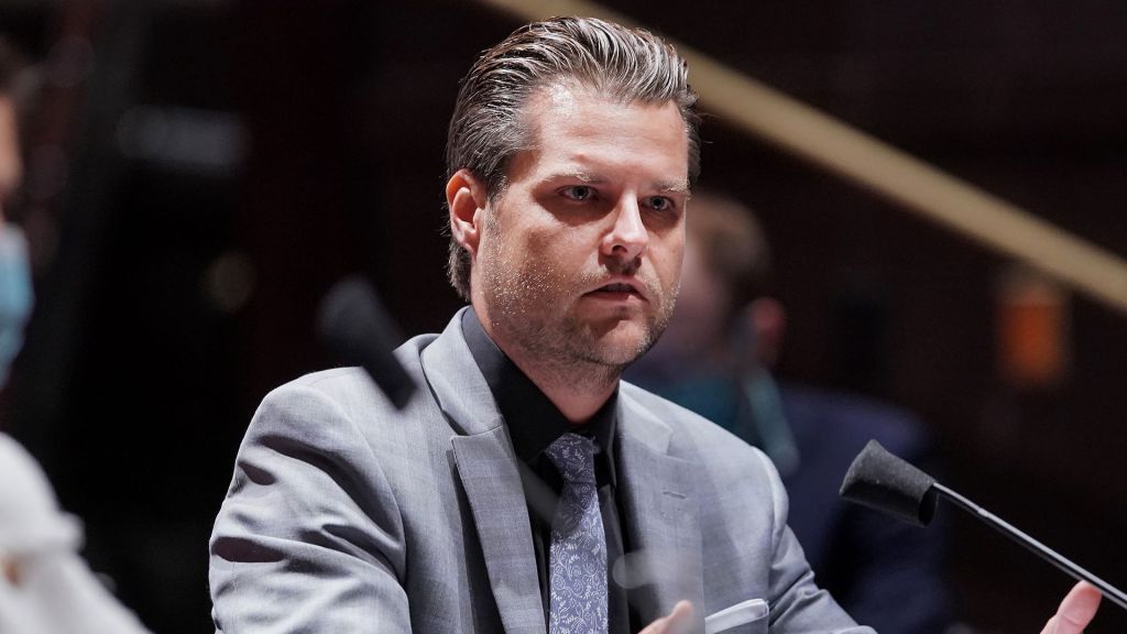 Gaetz posted a photo standing behind Trump at his felony case's courtroom, echoing Trump's "stand back and stand by" comment.