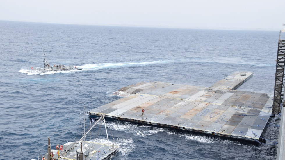 The U.S. military has anchored a temporary floating pier in Gaza to facilitate the entry of humanitarian aid.