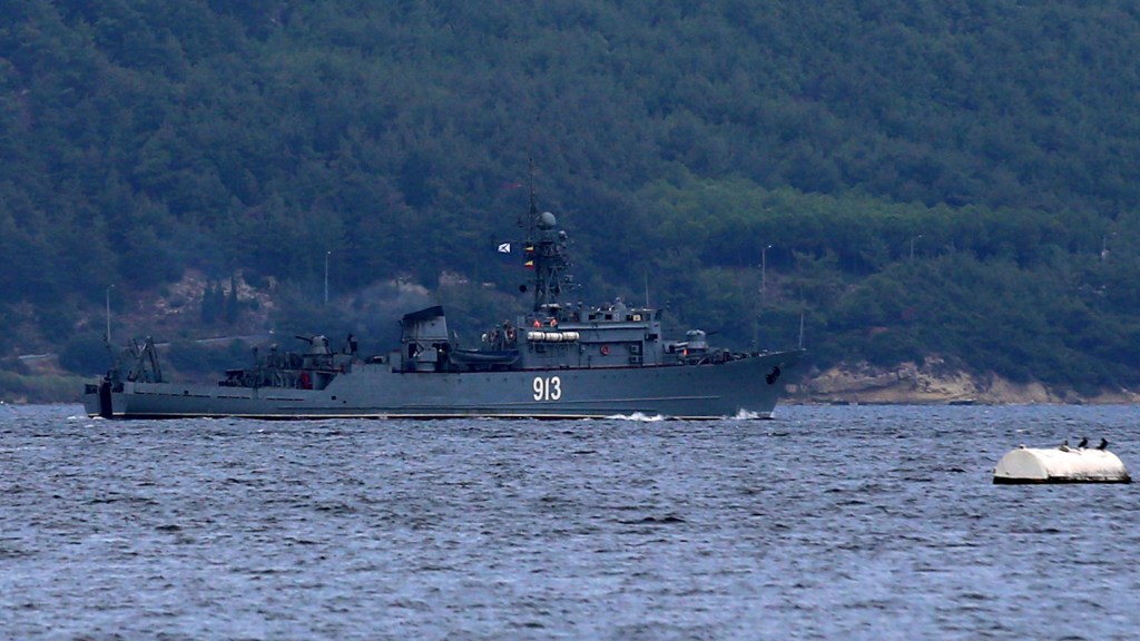 Ukraine announced destroying a Russian Navy sea minesweeper named Kovrovets, part of Project 266-M.