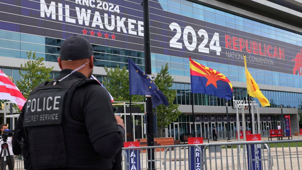 Milwaukee police officers arrested an armed man wearing a ski mask near the Republican National Convention perimeter.