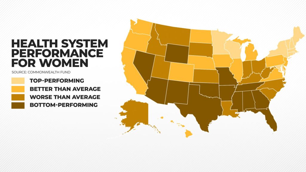 Commonwealth Fund's list of best and worst states for women's health.