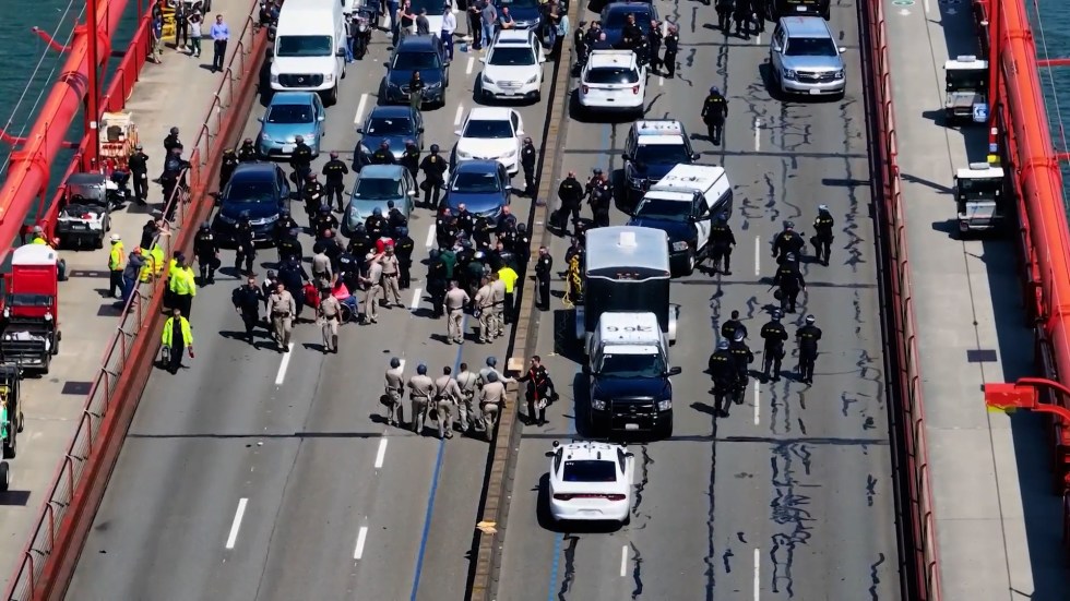 Twenty-six pro-Palestinian demonstrators charged with felony conspiracy and false imprisonment for blocking the Golden Gate Bridge in April.