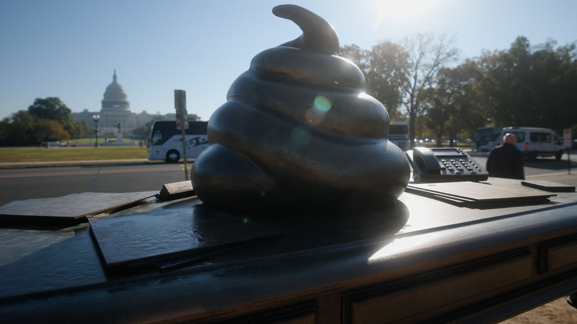 There’s a new statue in Washington D.C. located on the national mall across the street from the Capitol. It's poop on Nancy Pelosi’s desk. 