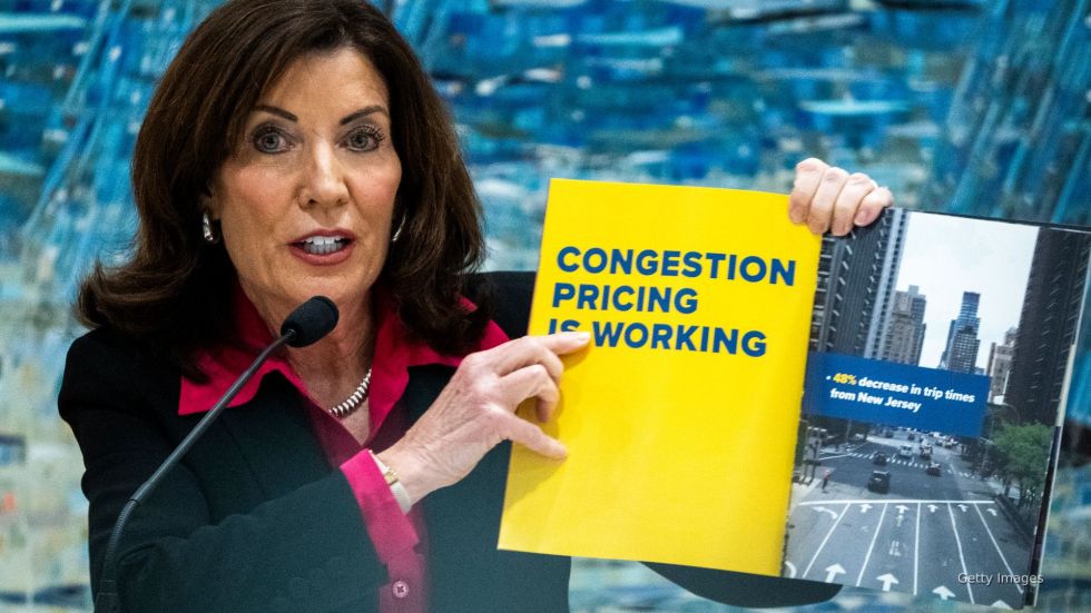 New York Gov. Kathy Hochul, D, is continuing to push back on President Donald Trump's move to block congestion pricing.