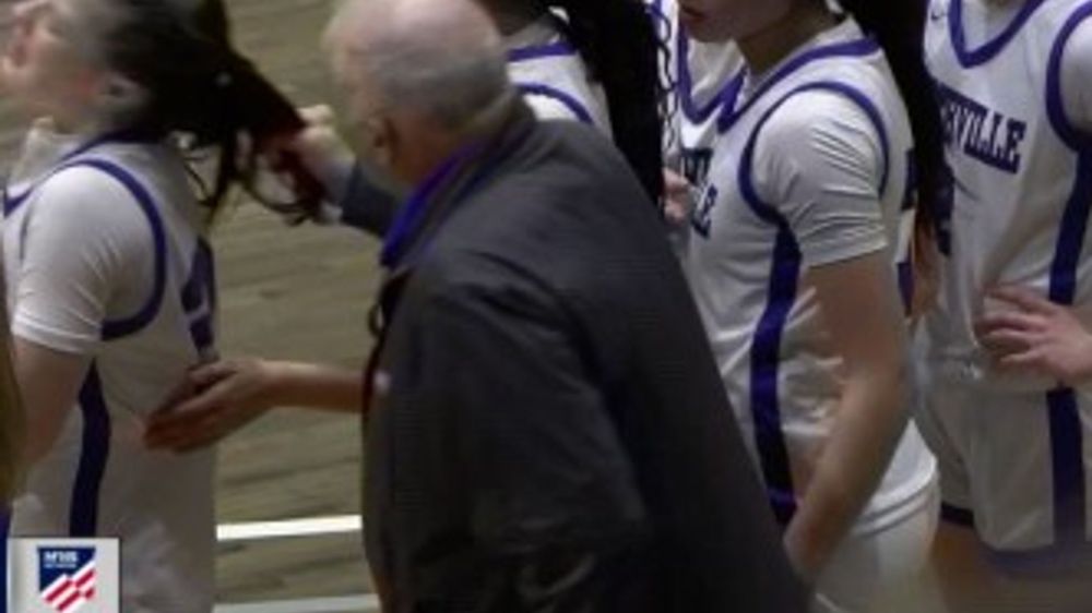 A high school basketball coach in New York has been fired after he was seen pulling the hair of a player following their championship loss.