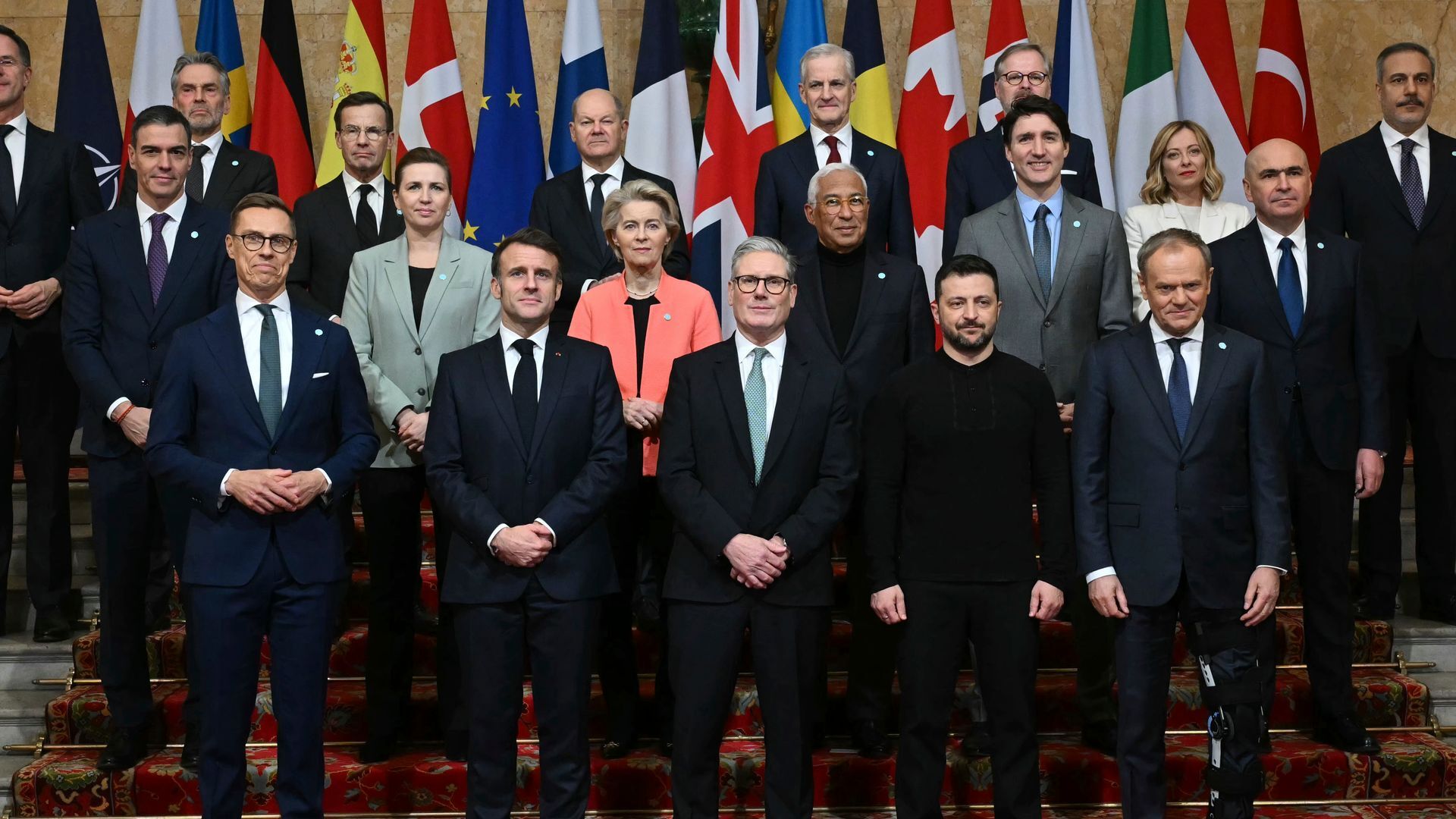 Britain's prime minister calls on more than a dozen fellow European leaders to step up in support of Ukraine and help end the war with Russia.